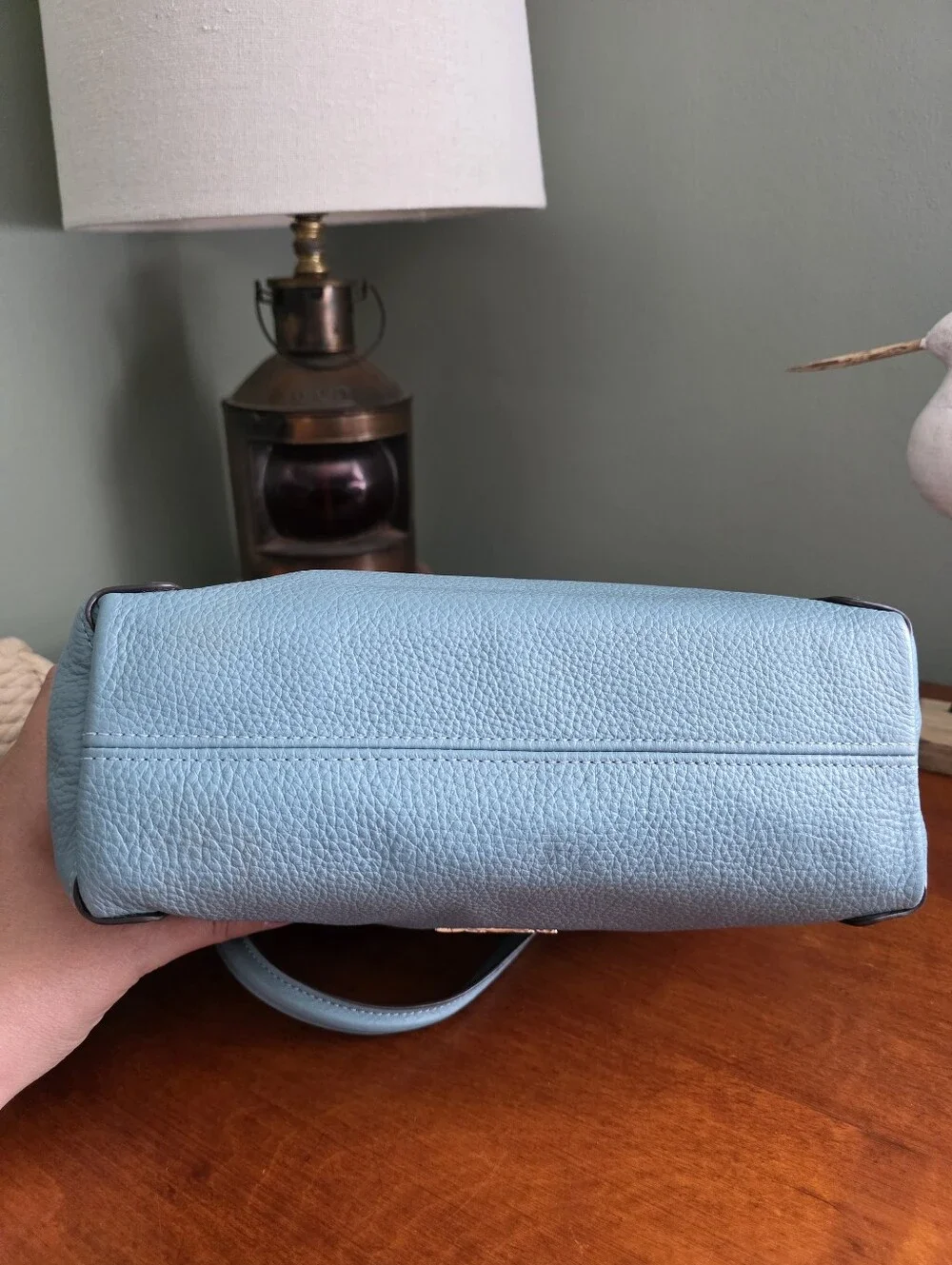 Coach C6229 Kasey Satchel Sky Blue Pebbled Leather Crossbody Bag